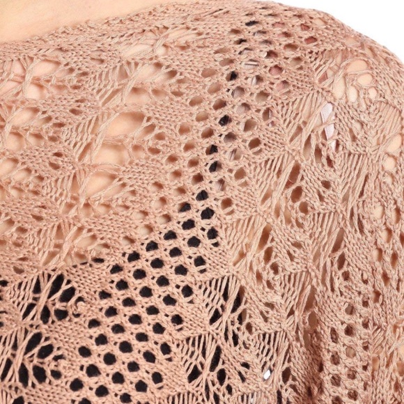 Crochet Knit Cropped Top Dusty Rose - Picture 5 of 7